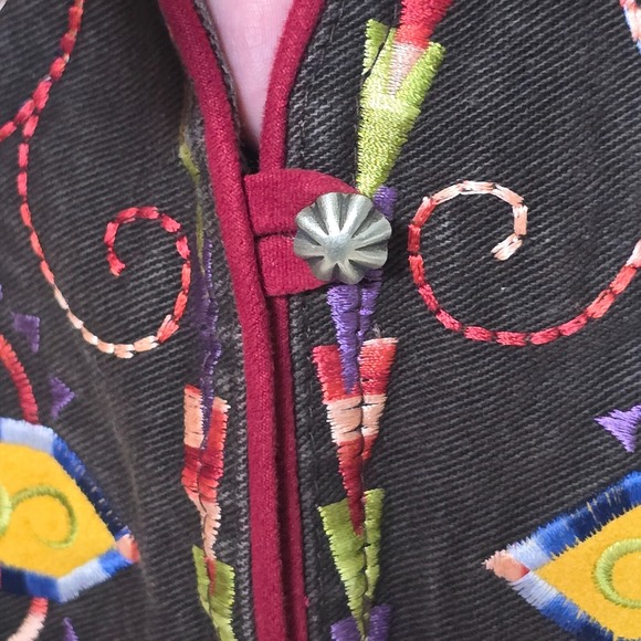 Vintage Hairston Roberson Ropa Vest Womens Medium Embroidered Western Boho Rodeo - Picture 7 of 8